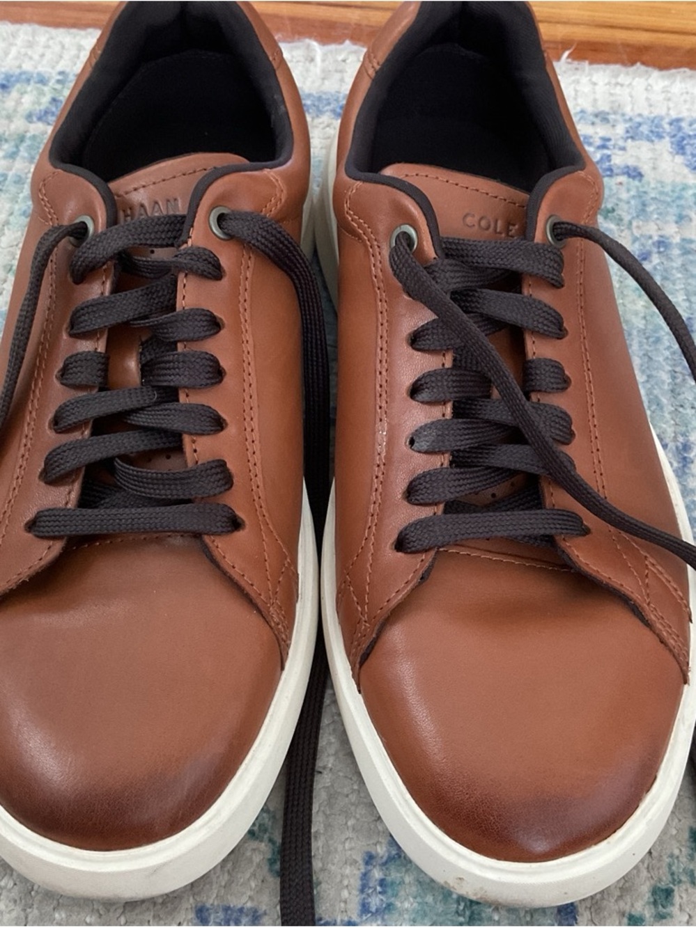 Cole Haan Men's Brown Leather Low-Top Sneakers with White Sole